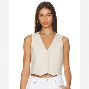LAMARQUE Kallie Leather Vest In Bone